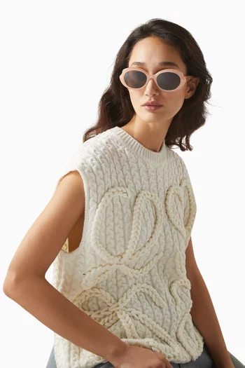 نظارة شمسية بإطار بيضاوي قصير أسيتات