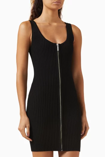 Zip Mini Tank Dress in Ribbed-knit