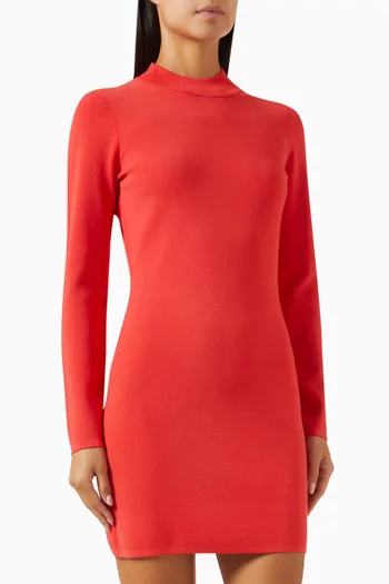 Mock Neck Mini Dress in Viscose Blend