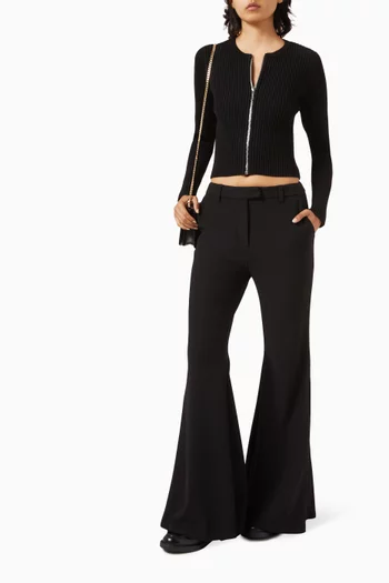 Flared Pants in Double-knit Crepe