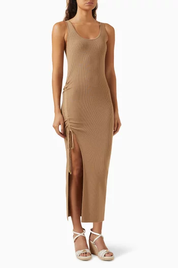 Ruched Tank Dress in Wool-blend