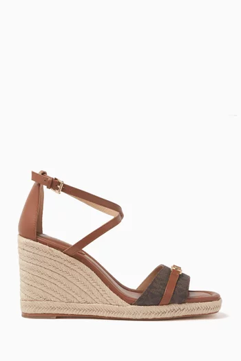 Mandy 100 Wedge Sandals in Coated-canvas & Leather