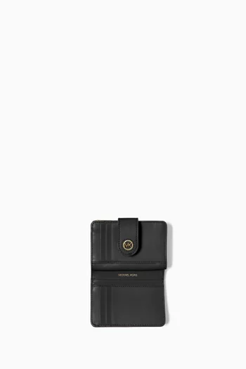 Small Tab Compact Wallet in Leather