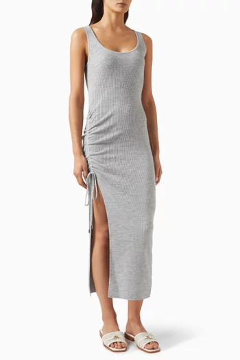 Ruched Tank Dress in Wool-blend