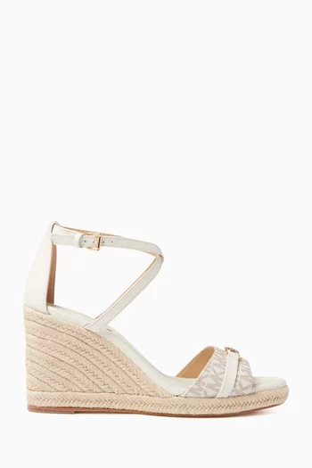 Mandy 100 Logo Wedge Sandals in Coated-canvas & Leather