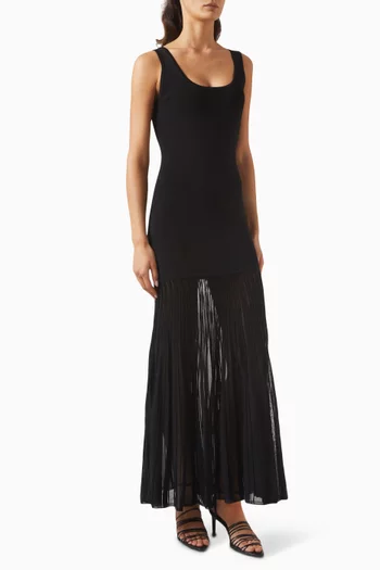 Sheer Maxi Dress in Viscose-blend
