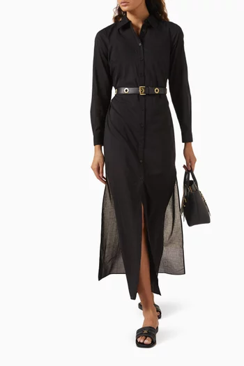 Belted Shirt Dress in Cotton