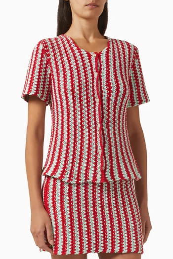 Zig-zag Crochet Shirt in Cotton