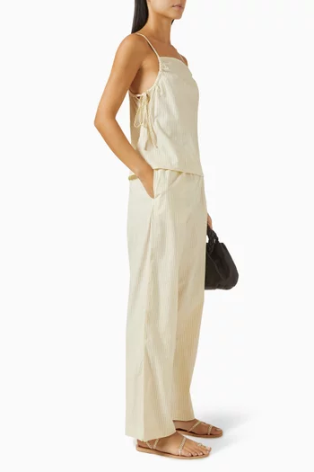Gathered Strap Top in Organic Cotton Poplin