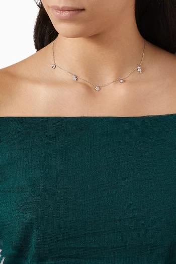 Multi-Charm Crystal Necklace in 925 Sterling Silver