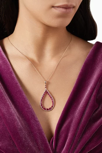 Tear-drop Pendant Necklace in Rose-gold Plated Silver
