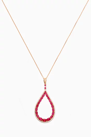 Tear-drop Pendant Necklace in Rose-gold Plated Silver