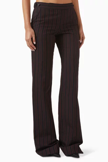 Pinstriped Flared Pants in Wool