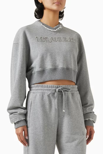 Logo Cropped Sweatshirt in Cotton-fleece