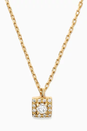 Square Diamond Pendant Necklace in 14kt Yellow Gold