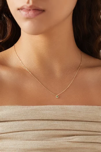 Diamond & Emerald Pendant Necklace in 14kt Yellow Gold