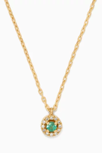Diamond & Emerald Pendant Necklace in 14kt Yellow Gold