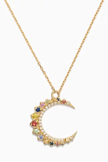 Sapphire Moon Pendant Necklace in 14kt Yellow Gold