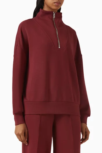 سويت شيرت هاولي بسحّاب قصير قماش دابل سوفت