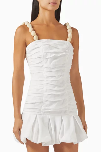 Mila Beaded-strap Ruched Mini Dress