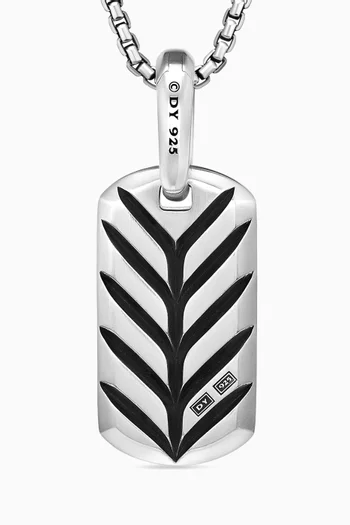 Chevron Diamond Tag Pendant in Sterling Silver, 21mm