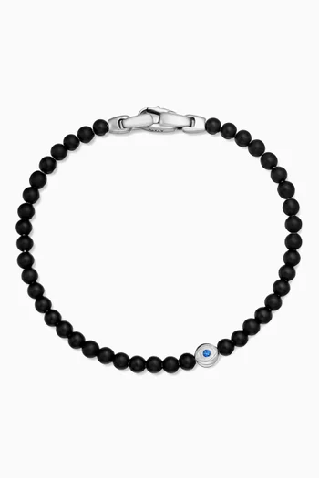 Spiritual Beads Evil Eye Bracelet in Sterling Silver, 4mm