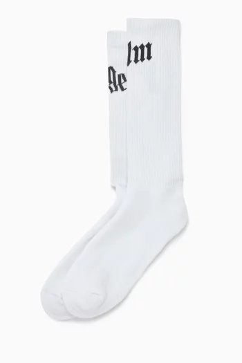 Curved Logo Socks in Cotton-blend