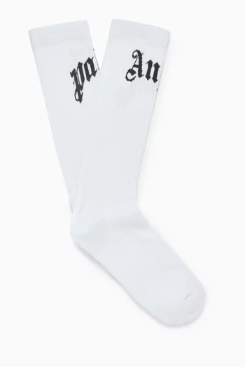 Curved Logo Socks in Cotton-blend