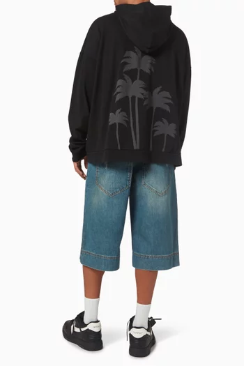 Palm Tree-print Zip Hoodie in Cotton