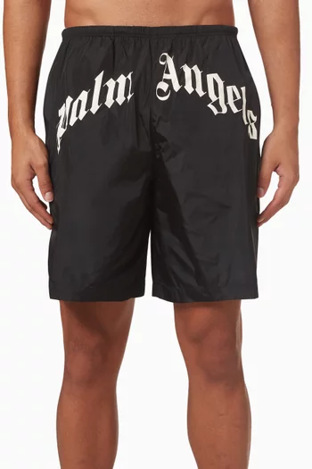 Curved Logo Swim Shorts in Nylon