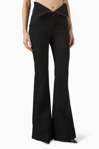 Fold Over Waist Pants in Wool