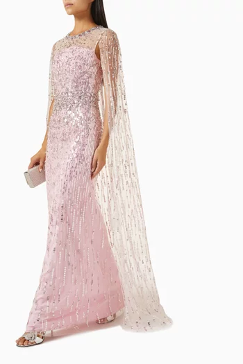 Lux Crystal-embellished Sequinned Gown