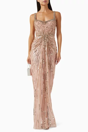 Chrissy Crystal-embellished Gown
