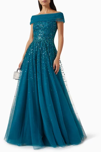 Bee Crystal-embellished Gown in Tulle