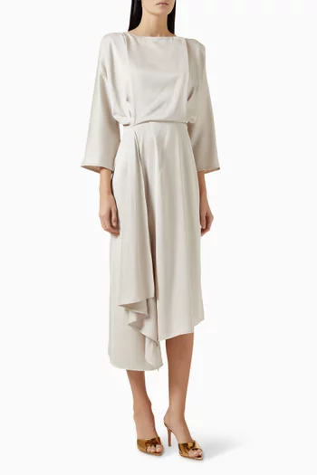 Slit Midi Dress in Satin