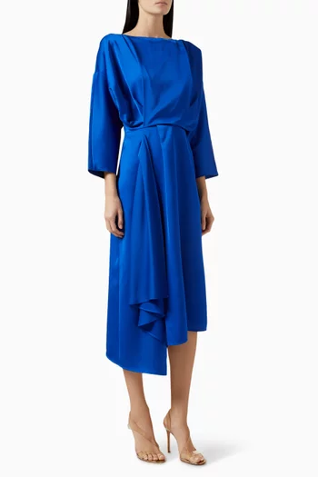 Slit Midi Dress in Satin