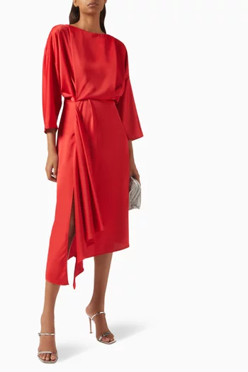 Slit Midi Dress in Satin