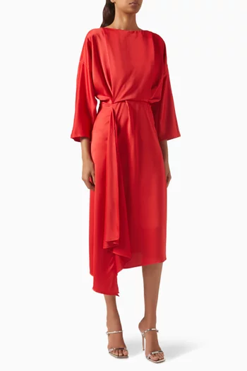 Slit Midi Dress in Satin