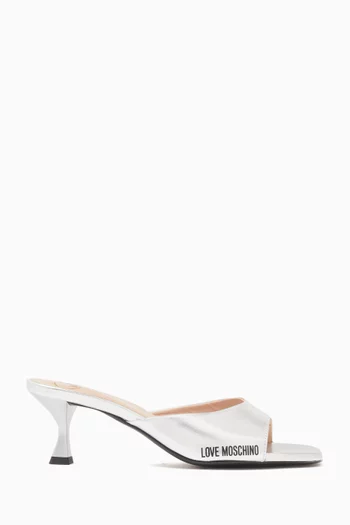 Logo 55 Mule Sandals in Metallic Leather