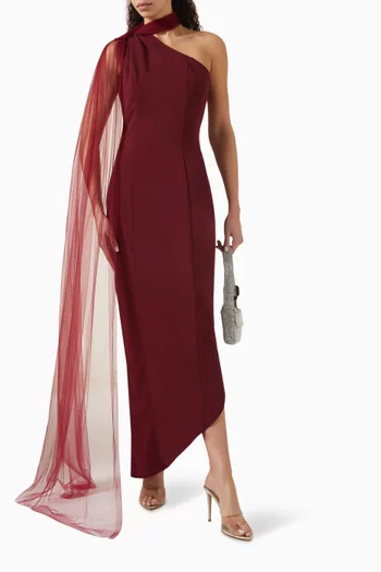 One-shoulder Dress in Stretch-crepe