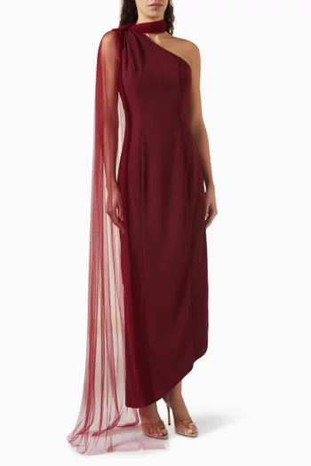 One-shoulder Dress in Stretch-crepe