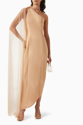 One-shoulder Dress in Stretch-crepe