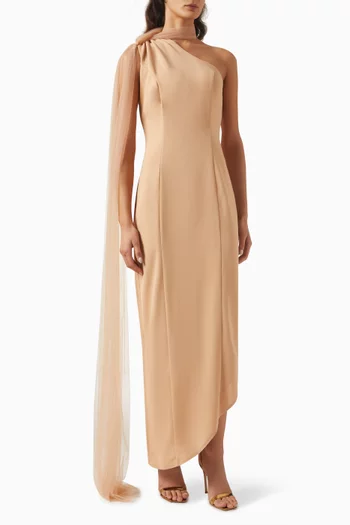 One-shoulder Dress in Stretch-crepe