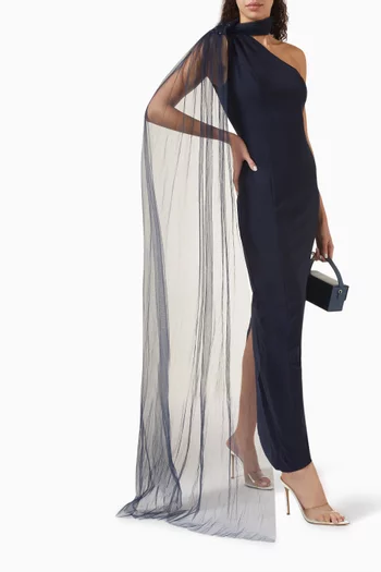 One-shoulder Dress in Stretch-crepe