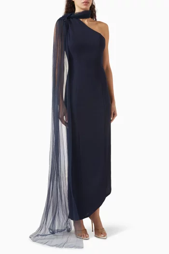 One-shoulder Dress in Stretch-crepe