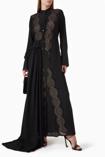 Floral-lace Panel Maxi Dress