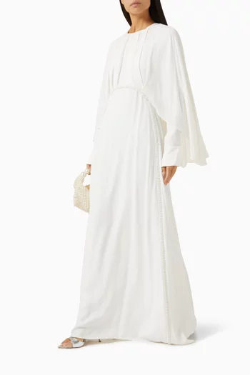 Embellished Cape Maxi Dress