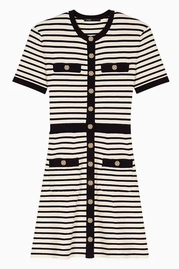 Striped Mini Dress in Rib-knit