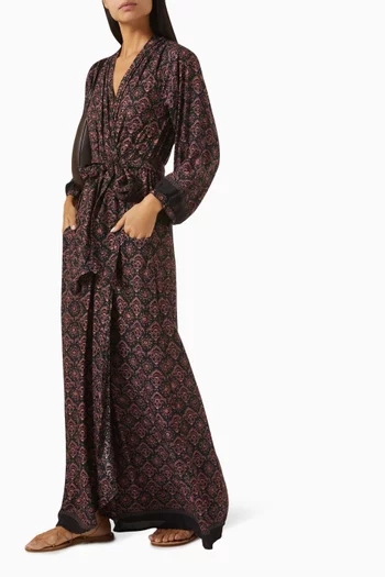 فستان نيكو طويل مزين بنقشة