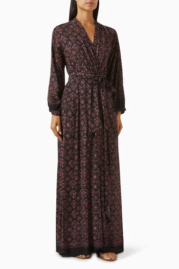 فستان نيكو طويل مزين بنقشة